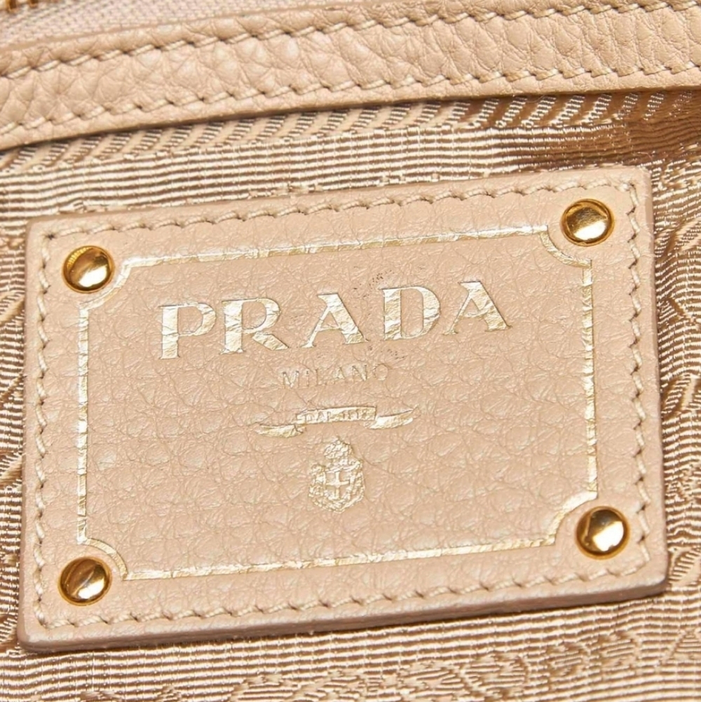 PRADA Cream Vitello Daino Leather Tote/ Crossbody Bag - Picture 6 of 9